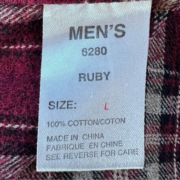 Woolrich Men’s 100% Cotton Plaid Ruby Flannel Shirt Size L - Picture 11 of 16